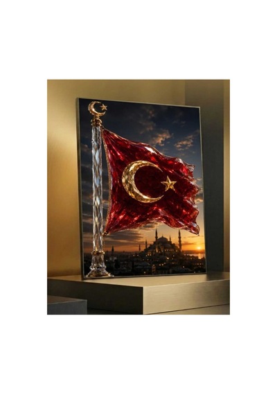 4mm Temperli Uv Baskı Kırılımaz Cam Tablo Ev Ofis Duvar Dekor Luxury Premium Uhd Çözünürlülük Deluxe Sağlam Canlı Solmaz Bayrak Türk Vatan Zafer Bayram Asker Ay Yıldız