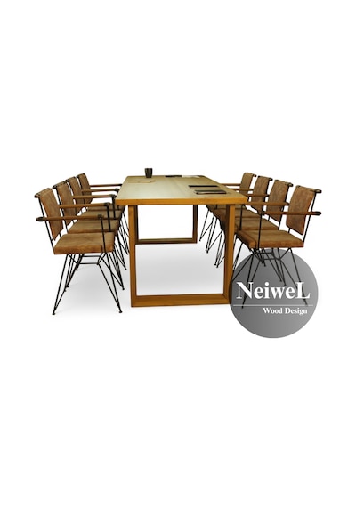 Neiwel Doi Doğal Ahşap Toplantı Masası x 120 x 320 Açık Ceviz
