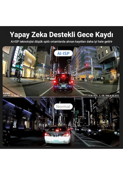 Kawa D11 2 Kameralı Ön / Arka 4k+1080p Sony Starvıs Sensörlü Yapay Zeka Destekli Wi-fi Gps'li Araç Kamerası