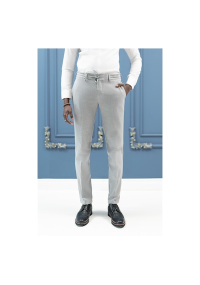 Ecer Regular Fit Beli İplikli Yan Cepli Astarsız Kışlık Kumaş Pantolon gri