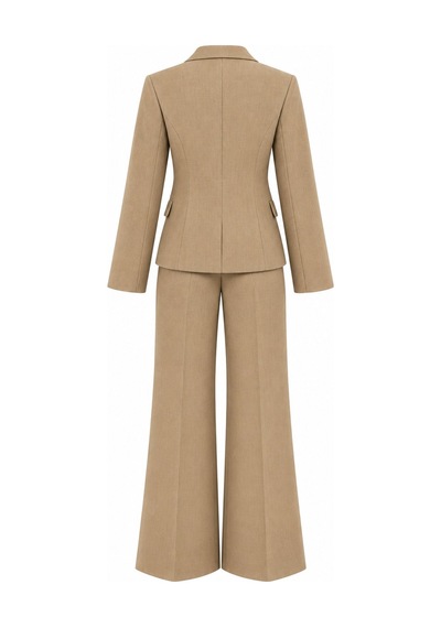 Laluvia Camel Düğmeli Ceket Pantolon Takım - 2y9480