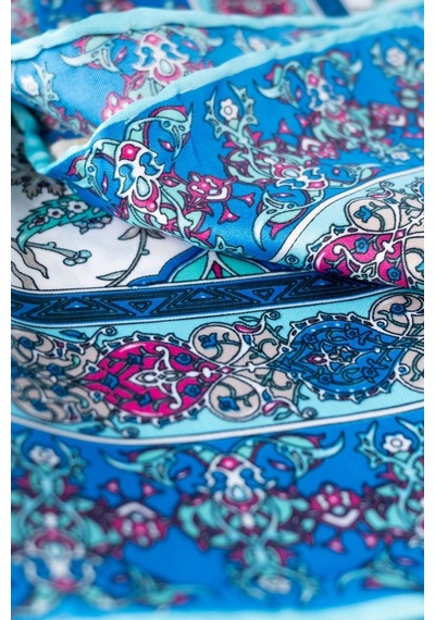 İpekçe Eşarp İp Rayon 100 100 Desenli - Turkuaz Turkuaz - Çok Renkli