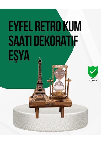 Ahşap Kum Saati Vintage Tasarımlı Masa Dekoru Gri