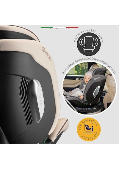 Elele Stradafix 360 Dönen I-size Oto Koltuğu İsofix 40-150 Cm 0-36 Kg Bej