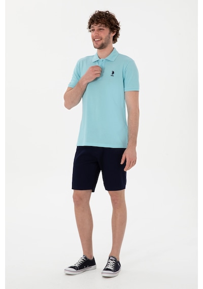 U.S. Polo Assn. Erkek Slim Fit Polo Yaka Açık Mavi Basic Tişört 50298041-VR007