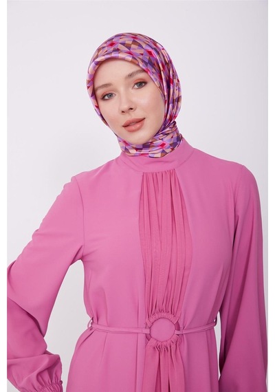 Armine Beli Toka Detaylı Elbise 23k9704 Menekşe Düz