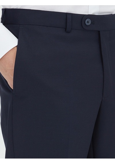 Kip Lacivert Düz Dokuma Fitted Fit Klasik Yün Karışımlı Pantolon Pant-452