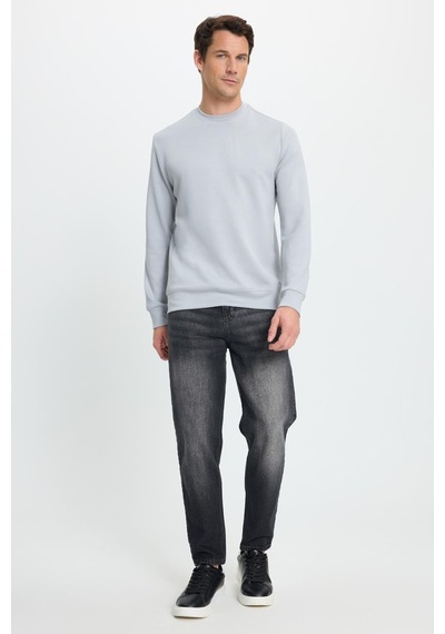 Tudors Erkek Relax Fit Rahat Kesim Uzun Kollu Ekstra Yumuşak Bisiklet Yaka Gri Sweatshirt-41867 Gri