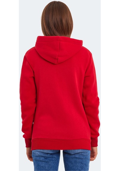 Slazenger KATYA Kadın Fermuarlı Kapüşonlu Cepli Kırmızı Sweatshirt