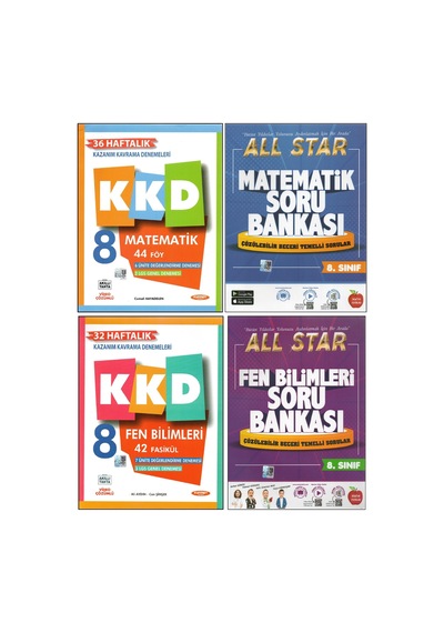 Kurmay 8. Sınıf Kkd Matematik+kkd Fen+newton All Star Matematik+fen B. 4 Kitap