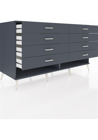 Kronos Konsol 8 Çekmeceli 176x59x99 Antrasit-antrasit Antrasit-antrasit
