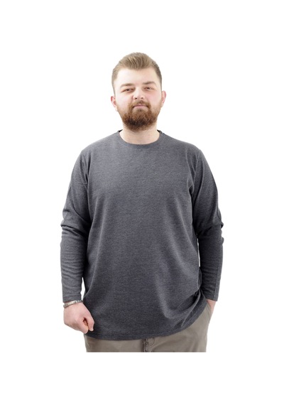 Mode Xl Büyük Beden Erkek Sweatshirt Bisiklet Yaka Uzun Kol Waffle 23460 Antrasit Antrasit
