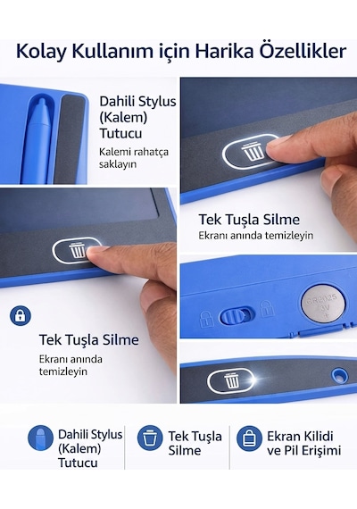 Flody 12 İnç Büyük Boy Renkli Yazı Dijital Çocuk Yazı Tahtası Grafik Çizim Tableti Lcd Ekran