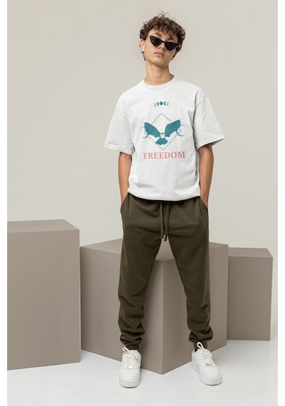 Noıssey Freedom Tasarımlı Unisex Oversize Beyaz T-shirt