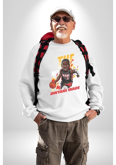 Dwyane Wade Miami Basketbol Unisex Beyaz Sweatshirt Beyaz