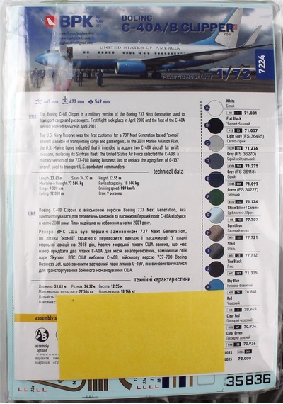 Big Planes Kits 7224 1/72 Ölçek, C-40a Clipper/b Yolcu Uçağı, Plastik Model Kiti-55944