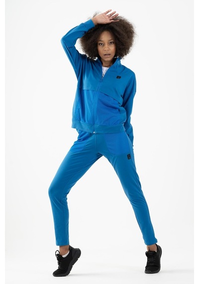 Maraton Sportswear Comfort Kadın Dik Yaka Düşük Kol Basic Saks Tracktop 22178-saks Saks Mavi