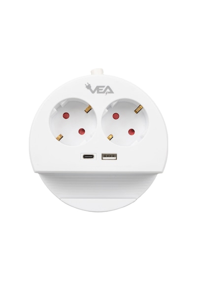 Vea Ve-g1102c 2 Li Telefon Standlı Tutacaklı Priz Usb Li Type-c Girişli Uzatma Kablosu 1.5 Metre