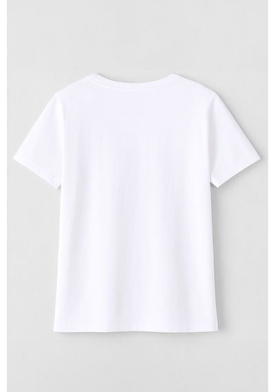 Markapia Kadın Bisiklet Yaka Pamuk Fethiye Baskılı Kısa Kollu T-shirt Beyaz
