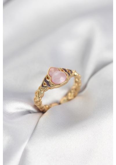Gold Renk Pembe Damla Model Kadın Yüzük Renk Renk