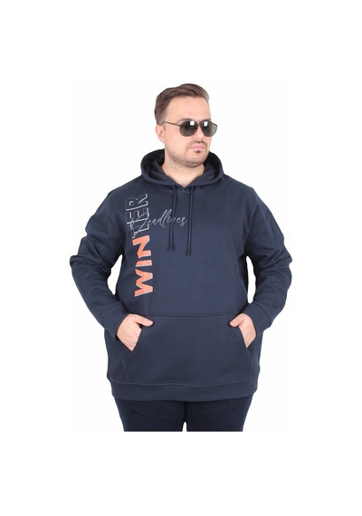Moc Grande Mocgrande Büyük Beden Kapüşonlu Sweat Double Face Winter 25700 Lacıvert Lacivert