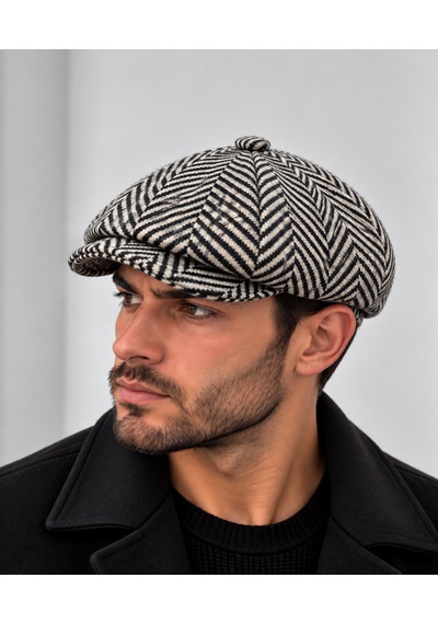 Aida Jewelss Modern Kasket Baretta Kışlık Şapka Peaky Blinders Şapka Bej