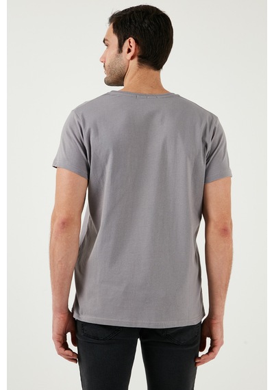Buratti Bisiklet Yaka Pamuklu Slim Fit Erkek T Shirt 541Quint Açık Gri