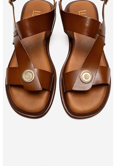 Luvishoes Quella Taba Hakiki Deri Tokalı Kadın Sandalet