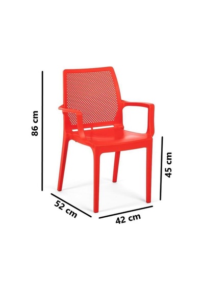 Omnipazar Sy-2504 Plastik İcon Bahçe Koltuk Sandalye 4'lü Set Kırmızı