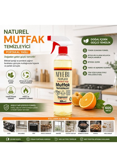 Niyebu Portakal Naturel Mutfak Temizleyici - 600 Ml- 12'li Paket