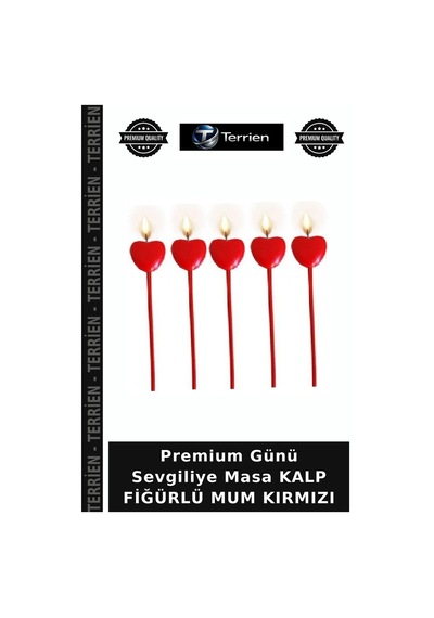 Premium Günü Sevgiliye Masa Kalp Fiğürlü Mum Kırmızı