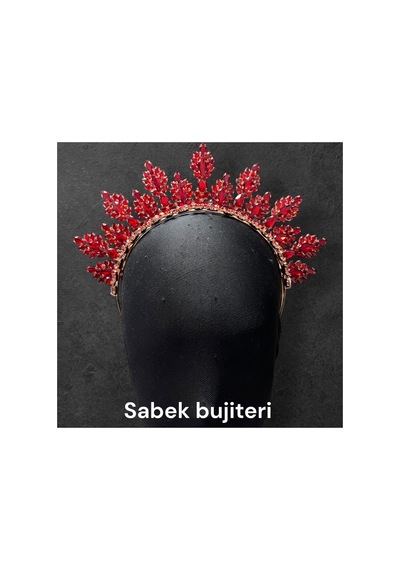 Crystal Bloom- Gelin Tacı Nişan Tacı Kına Tacı Kristal Taç Işıltılı Taç Zarif Taç After Party Taç Kırmızı - 788252626 Kırmızı