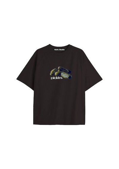 Kalic Studio Y2k Vintage Pickles Baskılı Siyah T-shirt Kod 242 Siyah-242