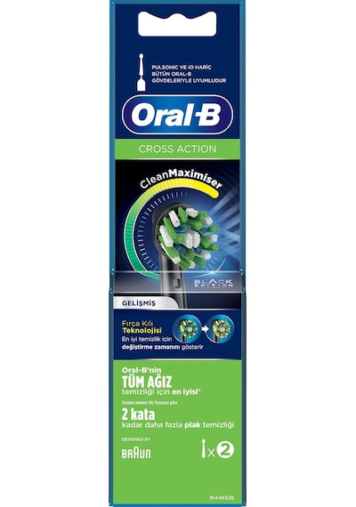 Oral-B Cross Action 2'li Diş Fırçası Yedek Başlığı EB50 Siyah