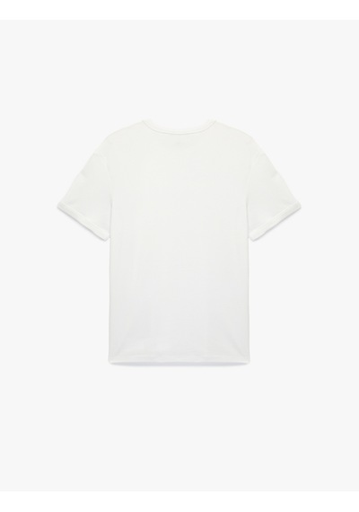 Koton Kısa Kollu Bisiklet Yaka Pamuklu Slim Fit Tişört Beyaz 6sam10027mk Beyaz