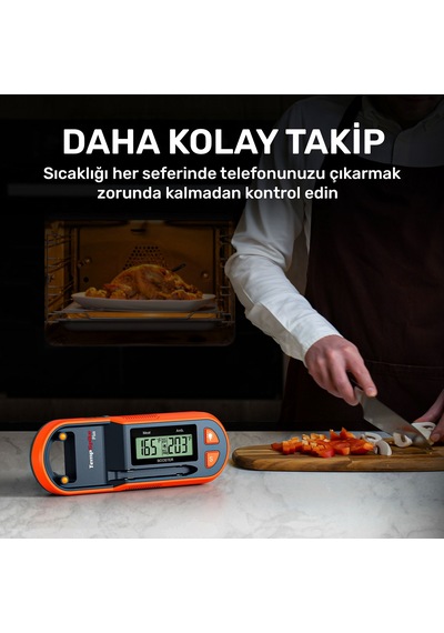 Thermopro Tp971 Şarjlı 183m Kablosuz Alarmlı 1problu Telefon Kontrollü Profesyonel Gıda Termometresi