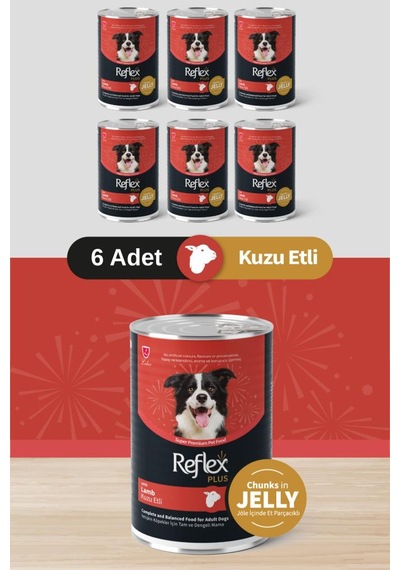 Reflex Plus Parça Kuzu Etli Köpek Konservesi 6x400 Gr