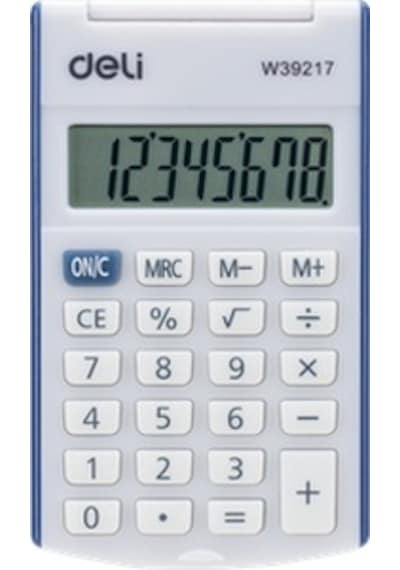 Deli 39217 Mini Hesap Makinası Kapaklı Mavi Çok Renkli