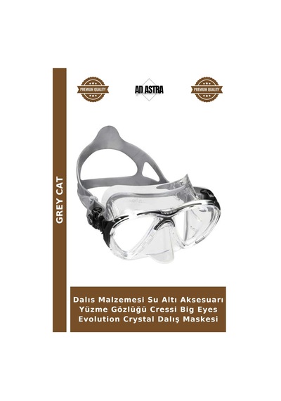Dalıs Malzemesi Su Altı Aksesuarı Yüzme Gözlüğü Cressi Big Eyes Evolution Crystal Dalış Maskesi Clear-Blue