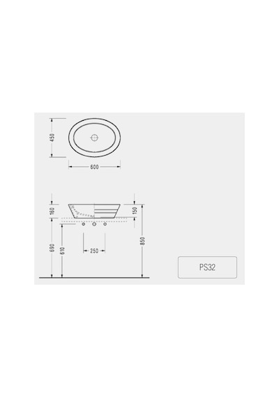 Serel Posedion Tezgahüstü Lavabo - Ps32dxs110h Diğer