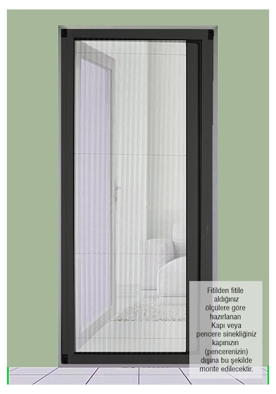 Akordeon Double Pileli Pilise Kapı Antrasit Sineklik 210x210 Istediğin Ölçüde En 210'a Kadar / Bot 210'a Kadar
