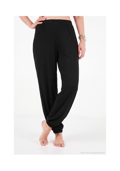 Lela V Yaka Kruvaze Bağlamalı Crop Üst Ve Jogger Alt Pijama Takımı Kadın Pijama Takımı 65780019 Siyah