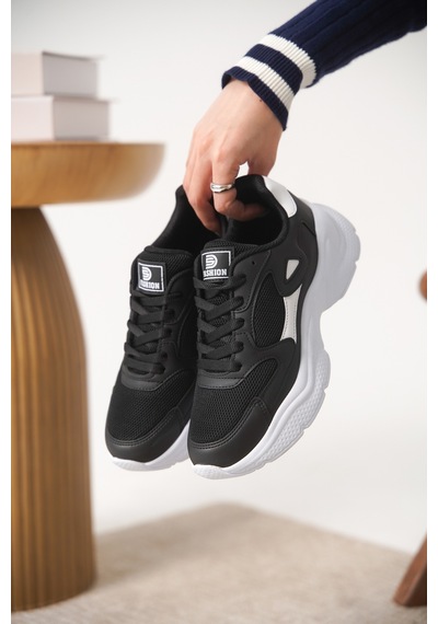 Daxtors Garantili D1152 Günlük Ortopedik Kadın Sneaker Spor Ayakkabı Siyah-beyaz