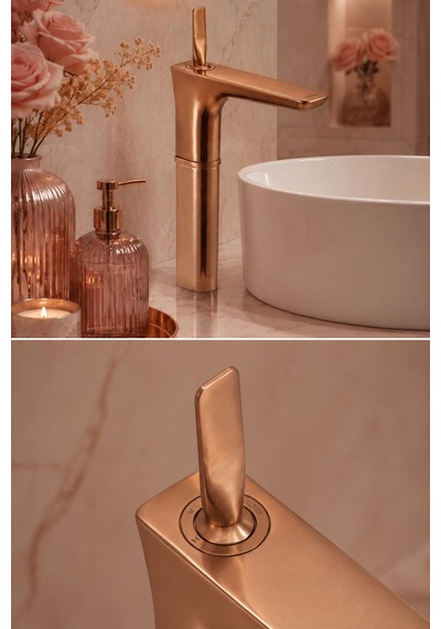 Fontana Fk-5123 Mat Rose Yüksek Lavabo Bataryası Modern Şık Tasarım Rose Lavabo Bataryası