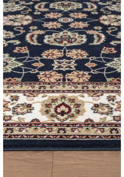 Cotto Home Fesane Fn002m Lacivert Pamuk Taban Etnik Çerçeve Desenli Oturma Odası Halısı