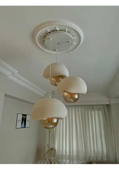 3'lü 20 Cm Tekli Beton Görünüm Modern Sarkıt Pinterest Bohem Avize - Siyah Siyah