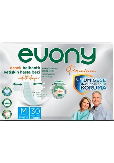 Evony Premium Belbantlı Yetişkin Hasta Bezi Medium 30 Adet 1x30 Paket M