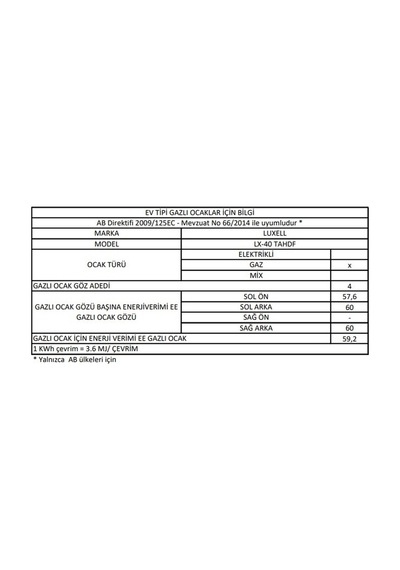 Luxell 40-TAHDF Opall Cam Ankastre Ocak