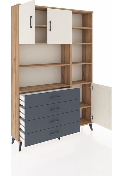 Arges Dolap 9 Raflı 4 Çekmeceli 3 Kapaklı 132x30x195 Çam-aytaşı/antrasit Aytası/antrasıt Arges Dolap 9 Raflı 4 Çekmeceli 3 Kapaklı 132x30x195 Çam-aytaşı/antrasit Aytası/antrasıt