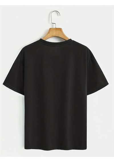 Unisex Sevimli Kedi Patili Kalp Tasarım Basklı Tshirt Siyah